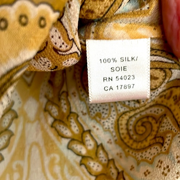 Banana Republic Silk boho print top, cream, blue and brown - Picture 4 of 6